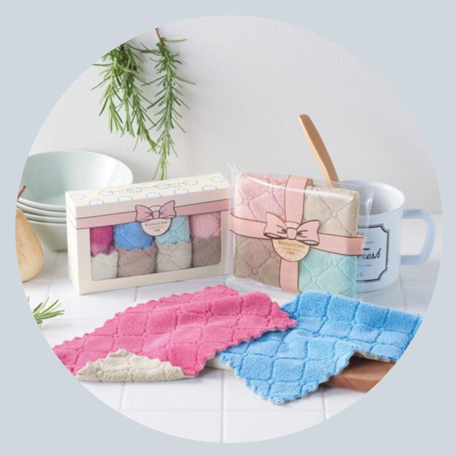 丸辰 リバーシブルカラーキッチンクロス2枚組 掃除 プチギフト 主婦