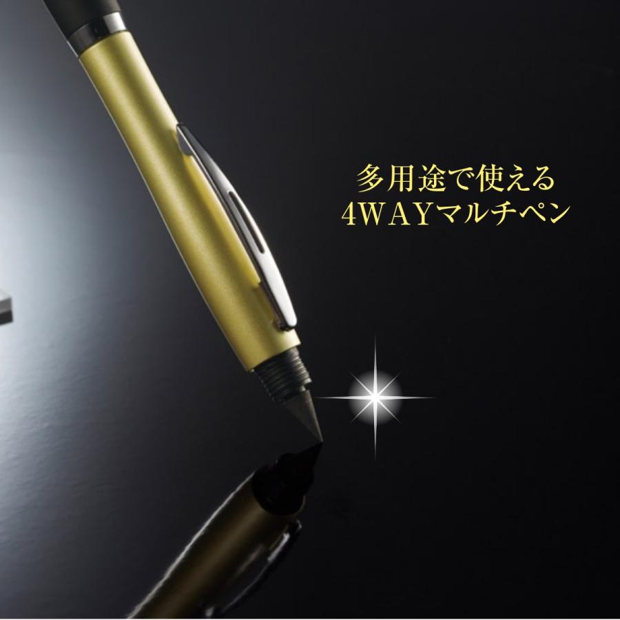 400本セット ザ・プレミアム 4WAY多機能ペン， 半永久鉛筆・ボールペン・蛍光マーカー・タッチペン， ゴールド， 14.7cm， 景品， イベント， ノベルティ， プチギフト_6