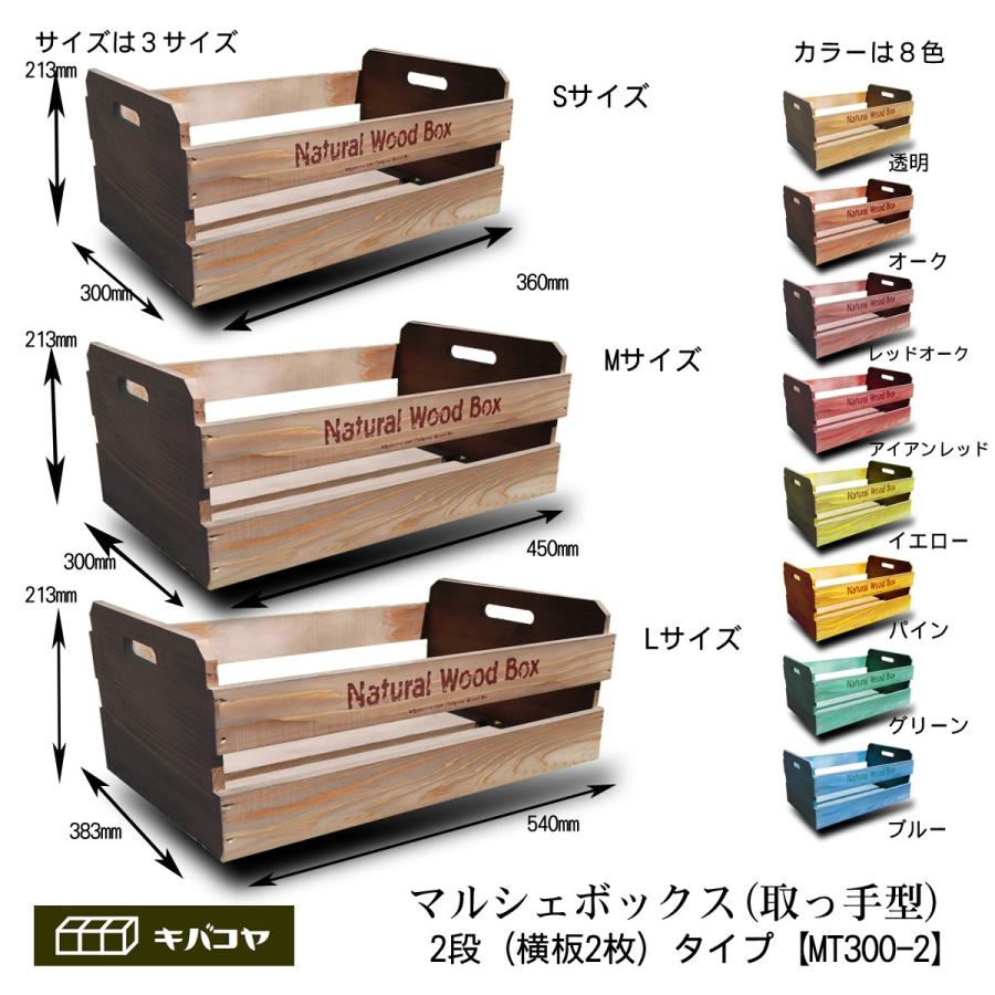 マルシェ　ディスプレイ用　木箱 取手型 横2枚板（段）タイプ Sサイズ】マルシェボックス インテリア木