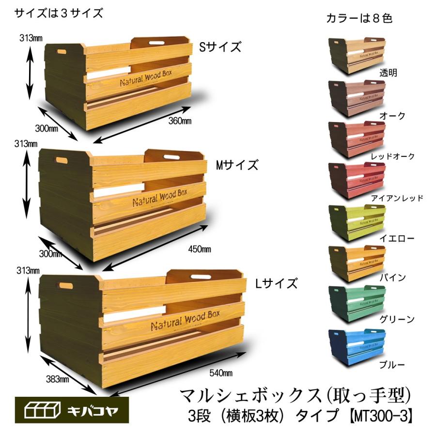 取手型 横3枚板（段）タイプ Mサイズ】マルシェボックス インテリア木