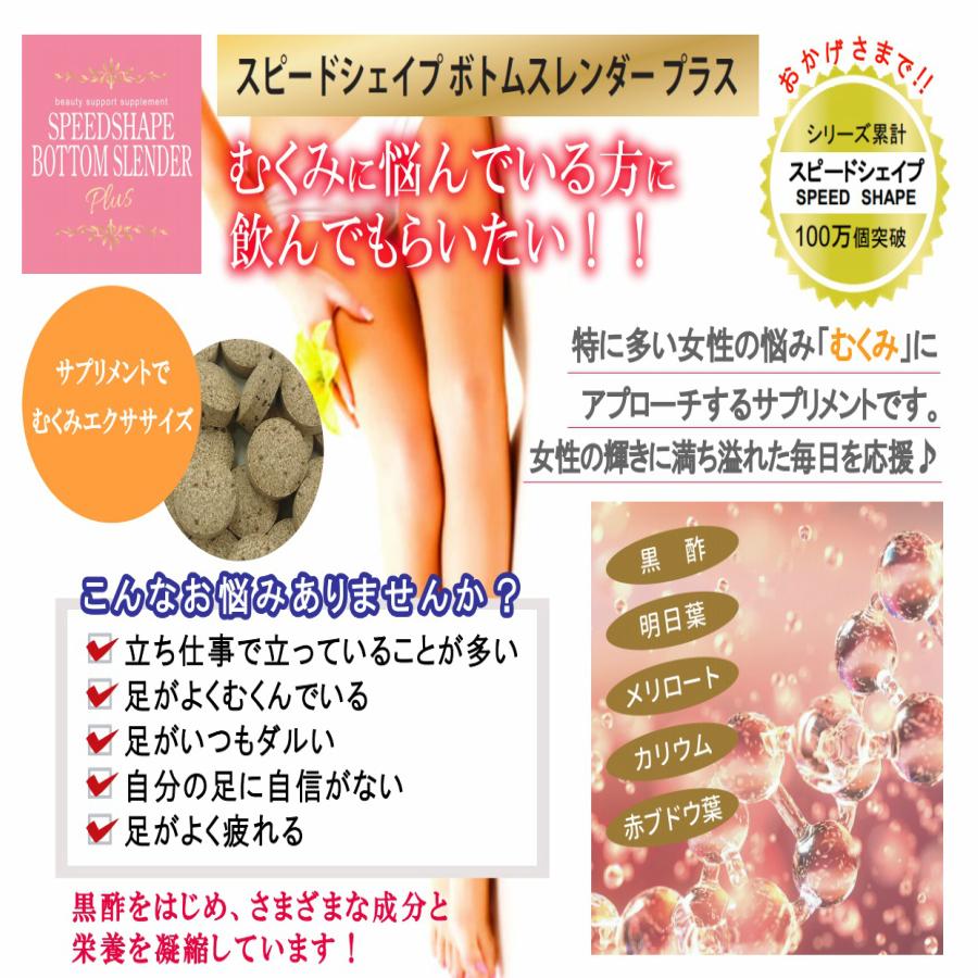 スピードシェイプ ボトムスレンダー プラス サプリメント むくみ 立ち仕事 足の疲れ 黒酢 明日葉 メリロート カリウム 赤ブドウ葉 送料無料 美と健康 補整下着 ハーモニー 通販 Yahoo ショッピング