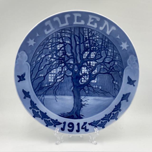 1914年 「教会の木に止まるスズメ達」 イヤープレート ロイヤルコペンハーゲン ROYAL COPENHAGEN（ロイヤルコペンハーゲン） 【ヒビ有り】ロイヤル