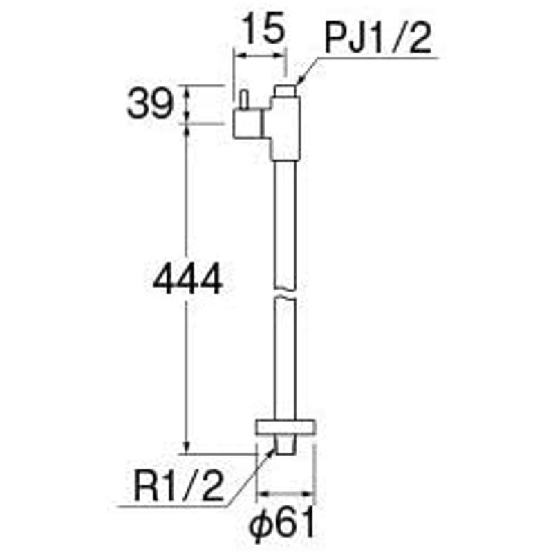 SANEI　ストレート形止水栓　ハンドル180度回転　ナットなし　グロスブラック　V2161S-D-13