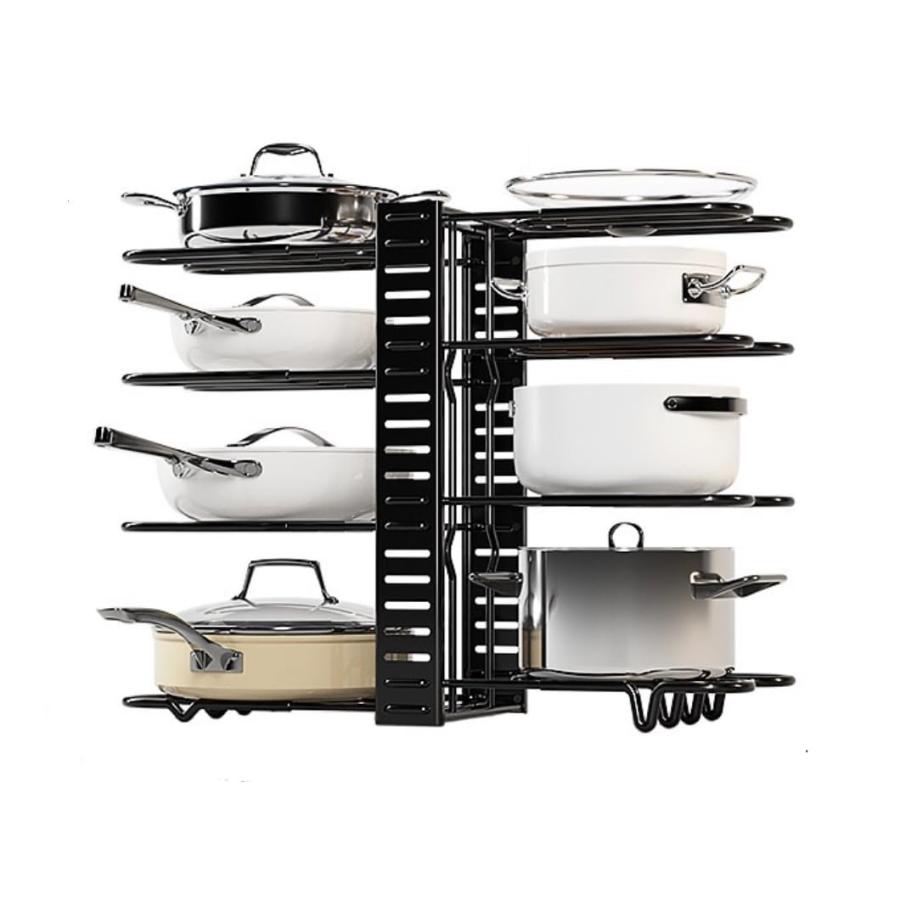 LUCKYSHIN 鍋収納ラック フライパン収納 8段 フライパンラック 多機能収納 シンク下 縦置き 横置き キッチン収納 ラック 鍋蓋スタンド | 
