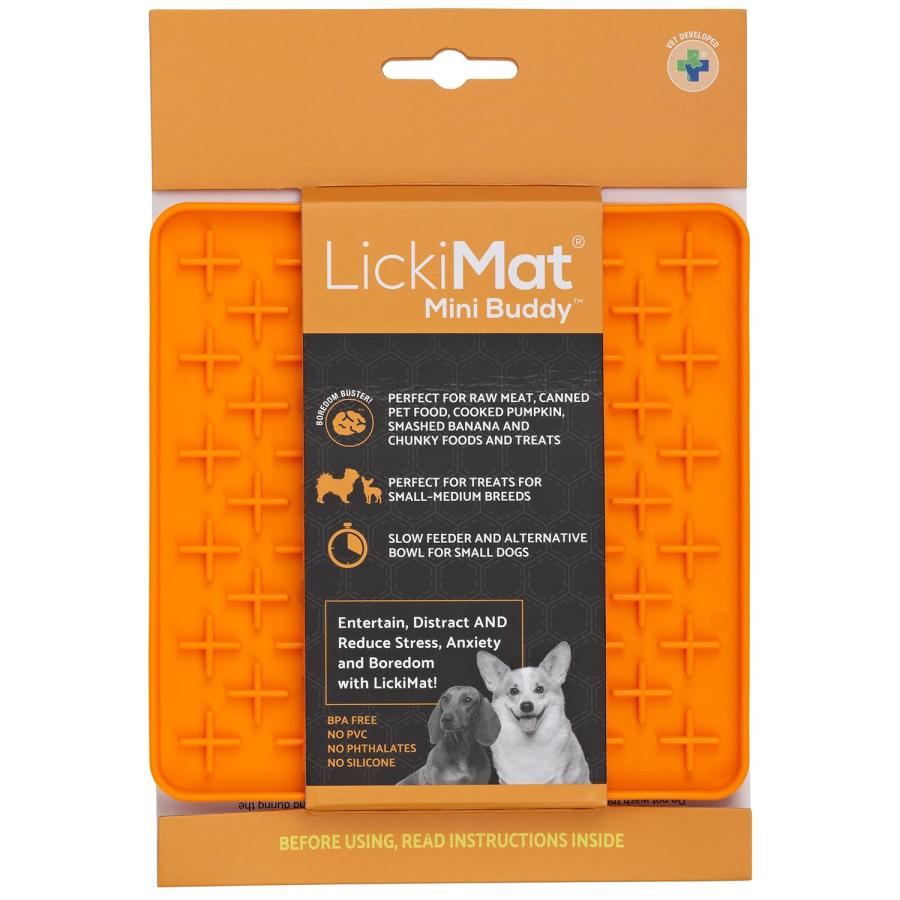 リッキーマット (LickiMat) ミニバディ オレンジ 犬猫兼用 餌入れ 食器 フードボウル 口腔ケア 早食い防止 ストレス軽減 トレーニング（Yahoo!・きちべい）