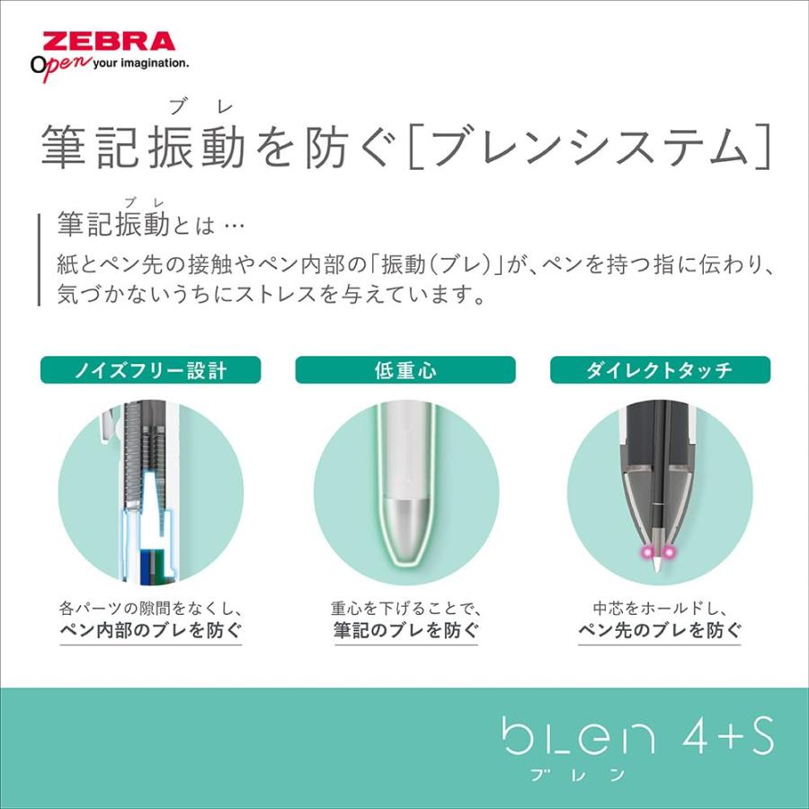 ゼブラ 多機能ペン ブレン 4+S 0.5mm 猫の毛色 ブルー軸 B4SAS88-NK-BL