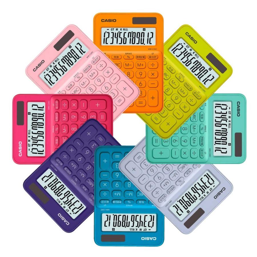 カシオ カラフル電卓 ペールブルー 12桁 ミニジャストタイプ MW-C20C