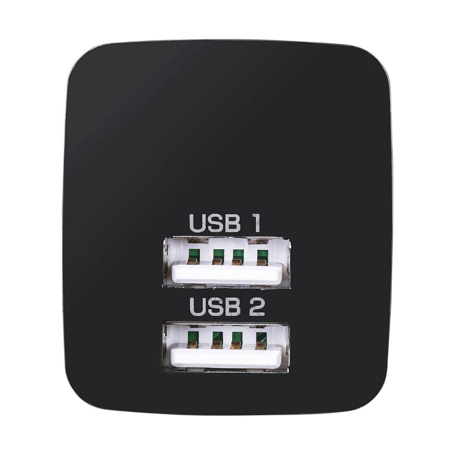 サンワサプライ USB充電器(2ポート・合計2.4A・ブラック) ACA-IP44BK ACA-IP44BK｜kichibei0510｜04