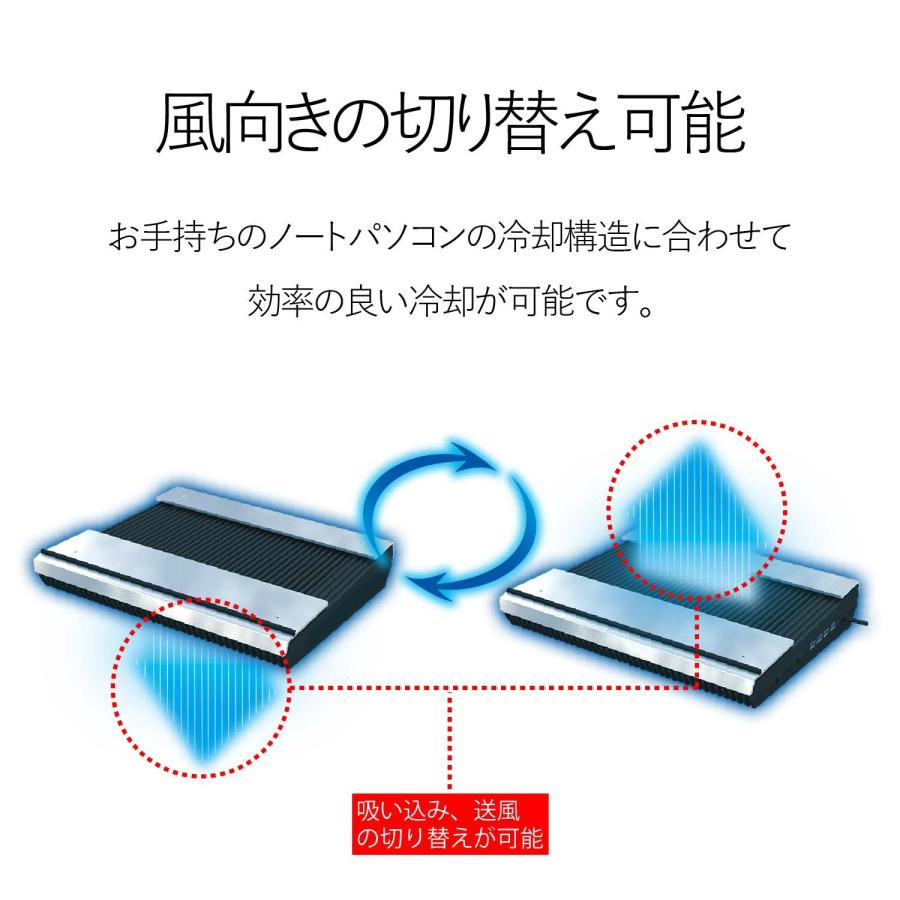 エレコム ノートパソコン冷却台 PS3 PS4 横置き アルミボディ 大型ファン×2 ブーストモード搭載 17インチまで対応 ブラック SX-CL2｜kichibei0510｜03