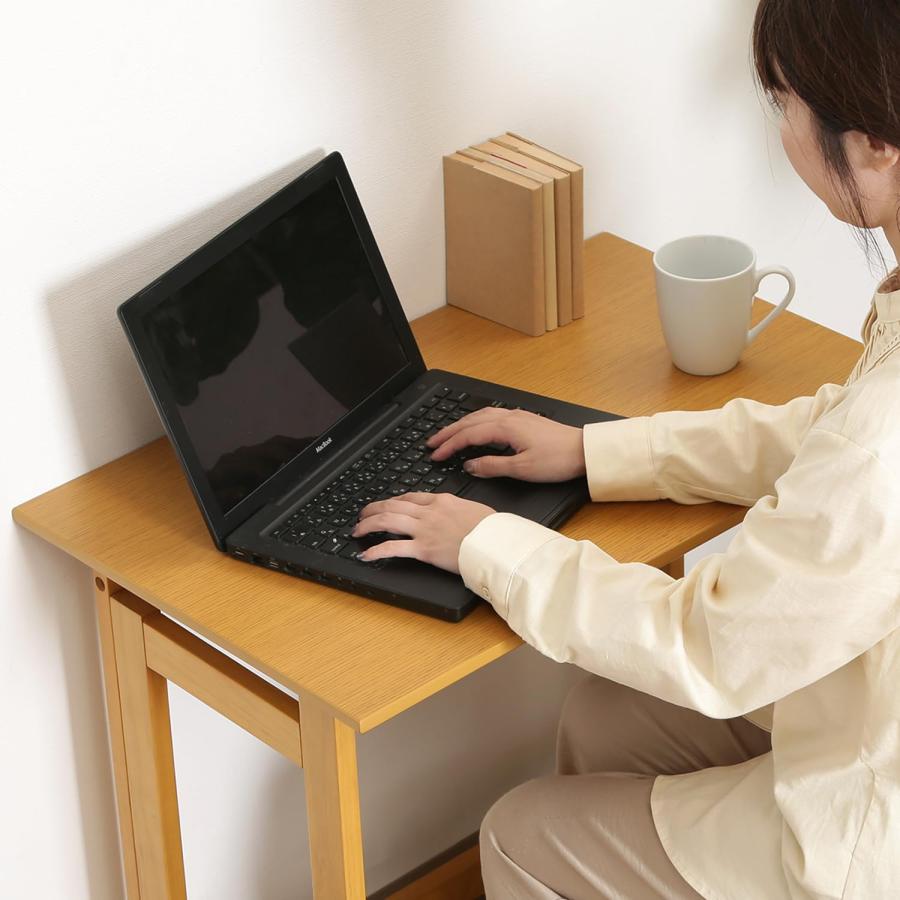 不二貿易 折りたたみデスク コンパクト テーブル 完成品 天然木 省