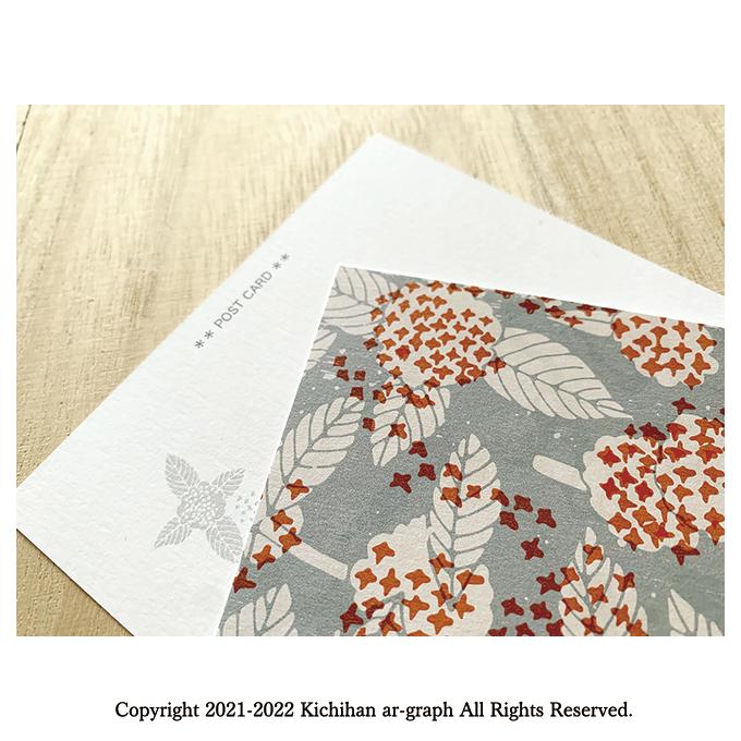 金木犀文様 パターン レトロ 和柄 デザインポストカード／2枚 : pcd-02 