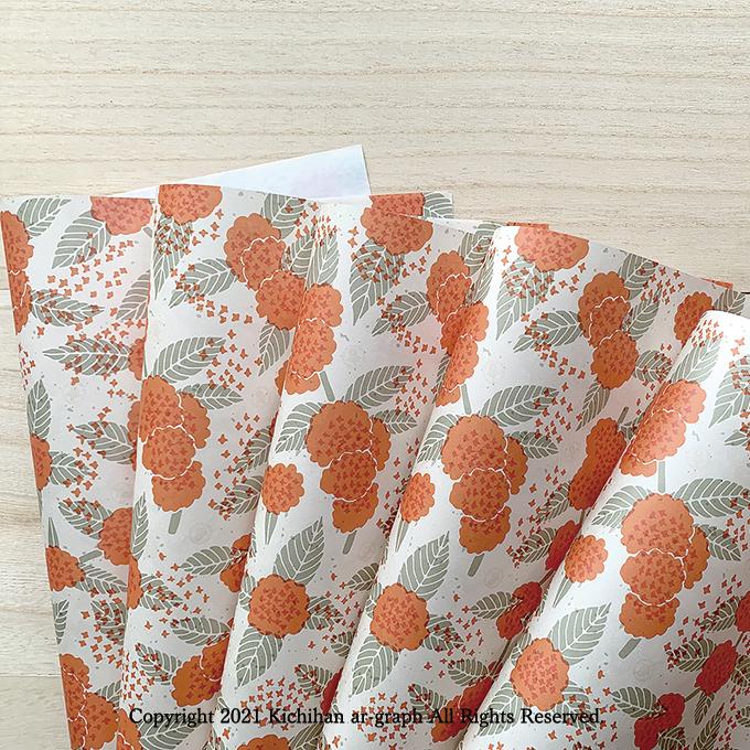 包装紙/A3/金木犀（キンモクセイ）/ラッピング/パターン 文様【10枚