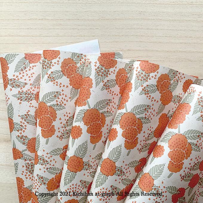 包装紙/A3/金木犀（キンモクセイ）/ラッピング/パターン 文様【5枚