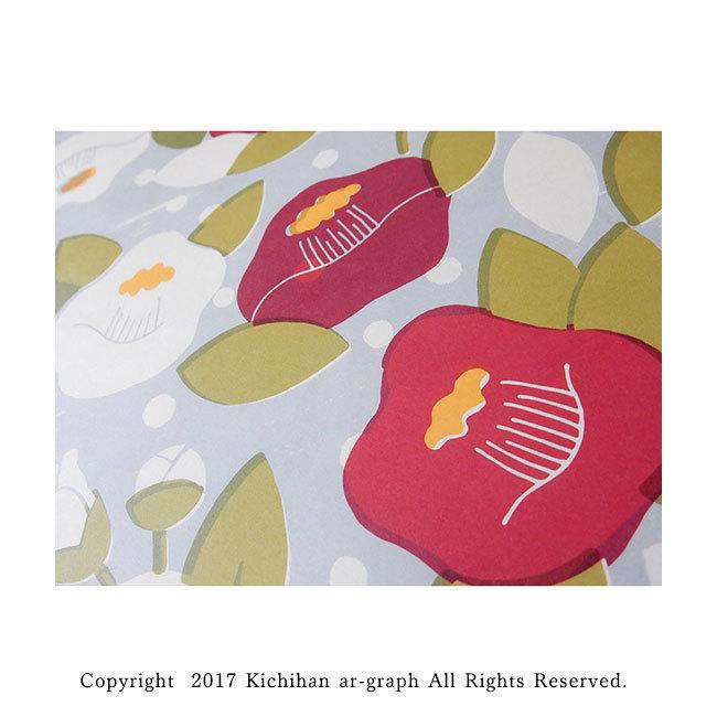 包装紙/B3サイズ/雪椿文様/つばき・椿【50枚セット】 : きちはん・吉斑