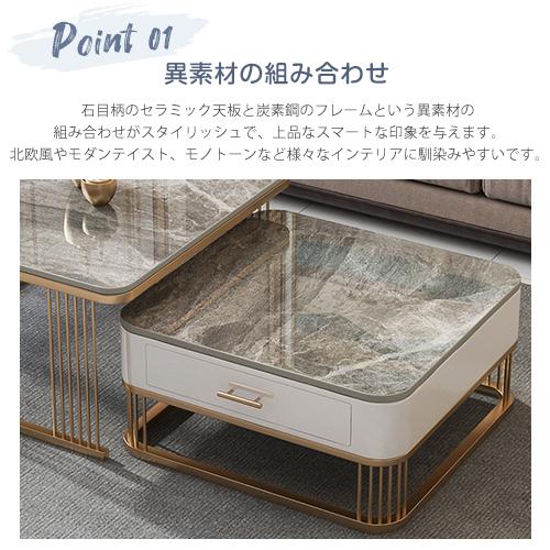 8%OFFクーポン☆ネストテーブル ローテーブル 2個セット 方形