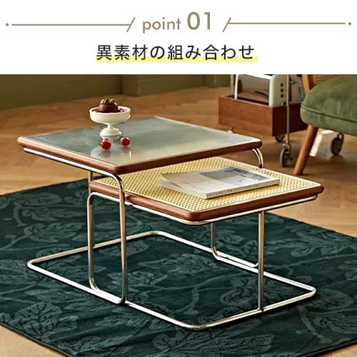 ネストテーブル サイドテーブル 2点セット アンティーク 楽天