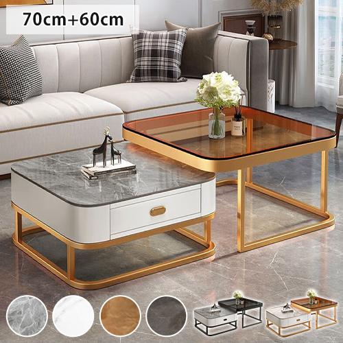 6%OFFクーポン☆ネストテーブル ローテーブル 2個セット センター