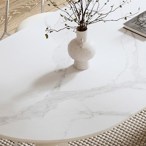 8%OFFクーポン★ダイニングテーブル セラミックテーブル ホワイト 食卓 食事テーブル 大理石柄 幅130 140 160 180cm 楕円形 会議テーブル 高級感 2本脚 |  | 04