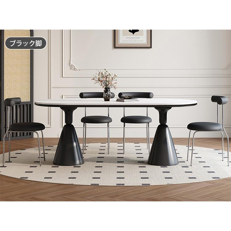 8%OFFクーポン★ダイニングテーブル セラミックテーブル ホワイト 食卓 食事テーブル 大理石柄 幅130 140 160 180cm 楕円形 会議テーブル 高級感 2本脚 |  | 09