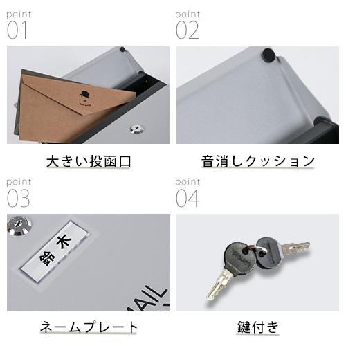 鍵付き　壁つけ　郵便ポスト　新品　メールボックス 楽天市場】郵便受け 壁付け ポスト 壁掛け メールボックス 鍵