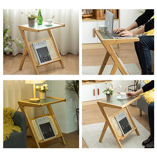 期間限定セール☆ナイトテーブル サイドテーブル 竹製 2色 マガジン