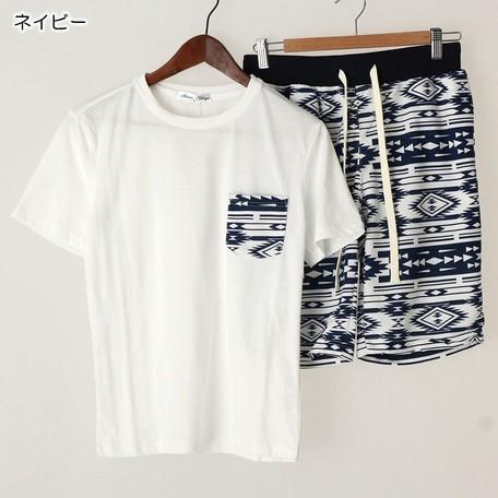 クルーネック ポケット付 Tシャツ & ミニ裏毛 ショーツ ショートパンツ セットアップ｜kichiyatei