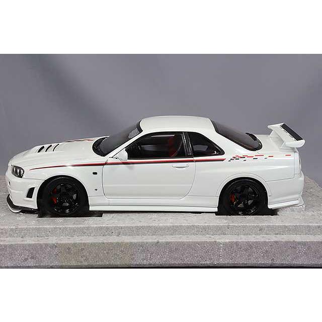 ど迫力 1/18 Nissan GT-R R34 ミニカー メタリック白 新品 MOTORHELIX 1/18 日産 スカイライン GT-R R34 ニスモ CUSTOMIZED