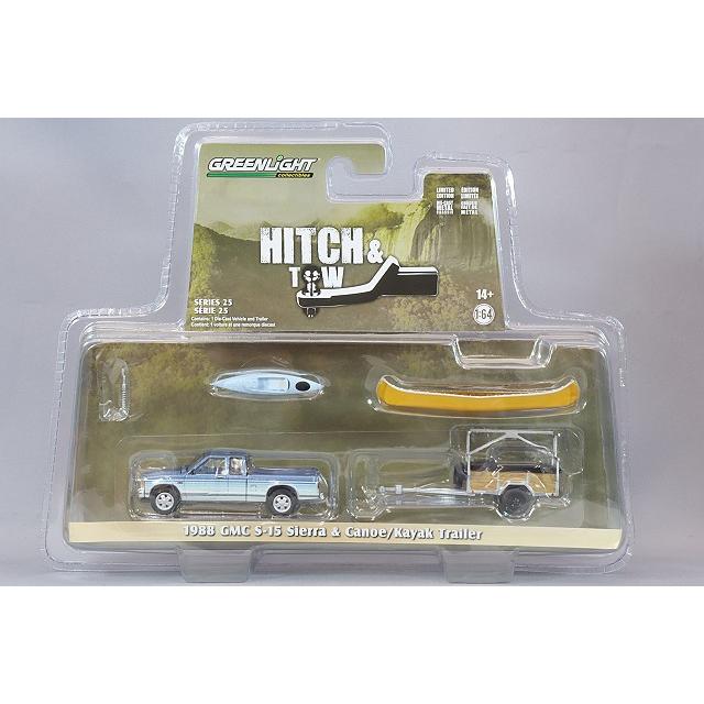 グリーンライト 1/64 1988 GMC S-15 シエラ ライトブルー & カヌー