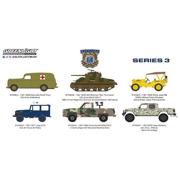 グリーンライト　グッドイヤー　ボックストラック　1/64 ミニカー/完成品 グリーンライト 1/64 Battalion 64 シリーズ 3 1BOX6