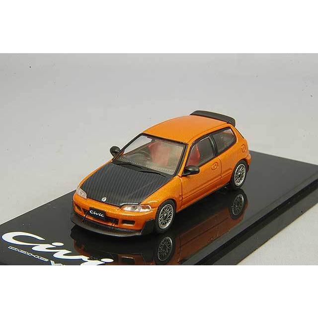 ミニカー/完成品 ホビージャパン 1/64 ホンダシビック EG6 JDM STYLE / メッシュホイール オレンジメタリック｜kidbox