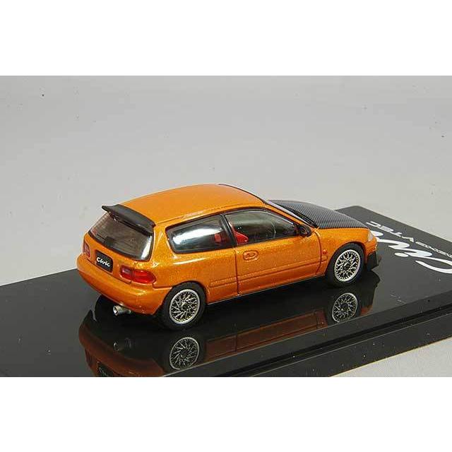 ミニカー/完成品 ホビージャパン 1/64 ホンダシビック EG6 JDM STYLE / メッシュホイール オレンジメタリック｜kidbox｜03