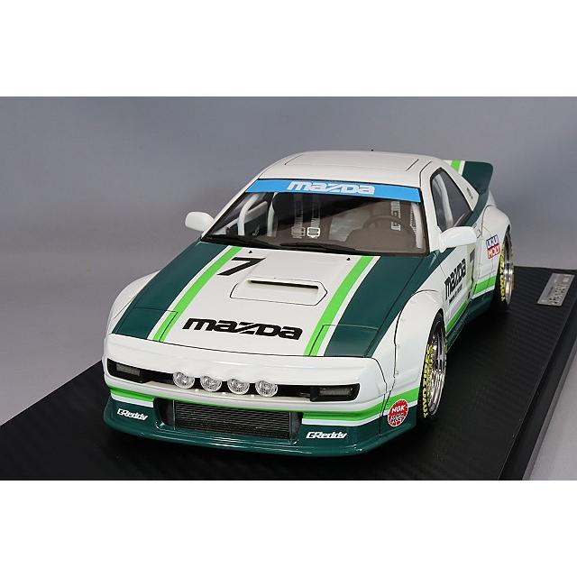 イグニッションモデル 1/18 パンデム RX-7 (FC3S) ホワイト/グリーン/パンデムオリジナルメッシュ「6666」17インチ(ポリッシュ/ゴールド) | 