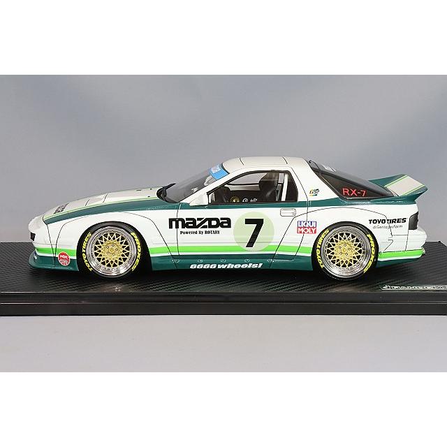イグニッションモデル 1/18 パンデム RX-7 (FC3S) ホワイト/グリーン/パンデムオリジナルメッシュ「6666」17インチ(ポリッシュ/ゴールド) |  | 01
