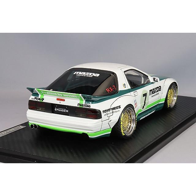 イグニッションモデル 1/18 パンデム RX-7 (FC3S) ホワイト/グリーン/パンデムオリジナルメッシュ「6666」17インチ(ポリッシュ/ゴールド) |  | 02