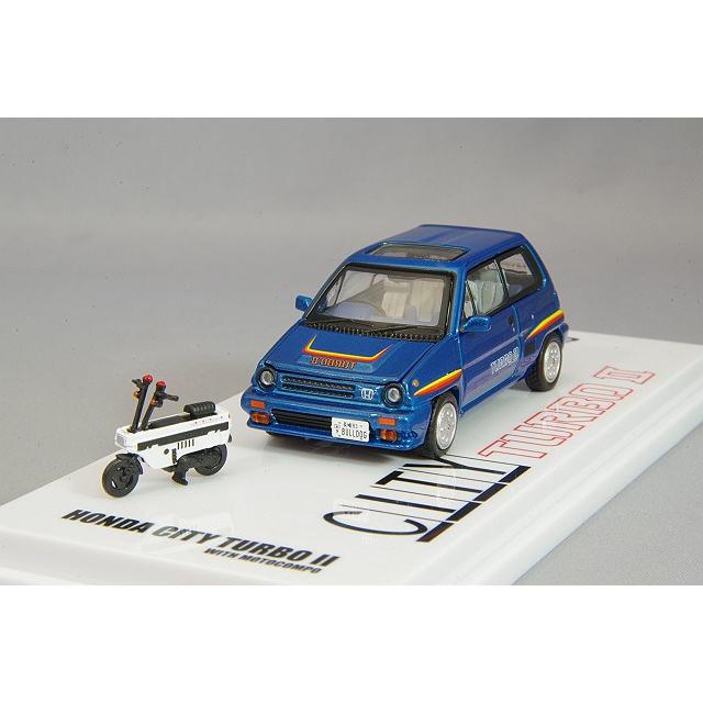 ミニカー/完成品 イノモデル 1/64 ホンダ シティ ターボII ブルー モトコンポ ホワイト 付属｜kidbox