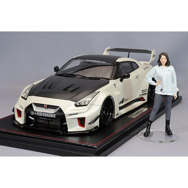 ミニカー/完成品 LBプランニングス特注 イグニッションモデル 1/18 LB シルエット ワークス GT 日産 35GT-RR ホワイト & Ms. Chisaki Kato フィギュア｜kidbox｜02