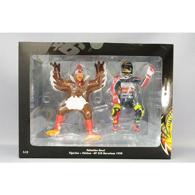 ミニカー/完成品 アウトレット特価 ミニチャンプス 1/12 フィギュア V.ロッシ + チキン GP250 バルセロナ 1998