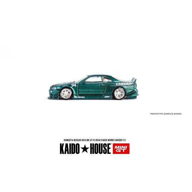 街道ハウス NISSAN GT-RR34 GReddy V1 (チェイス) KAIDO HOUSE x TSM ミニGT 1/64 日産 スカイライン GT-R R34 Kaido