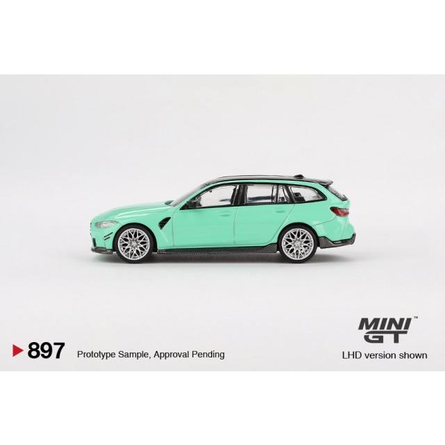 TSM ミニGT 1/64 BMW M3 Mパフォーマンス ツーリング ミントグリーン左