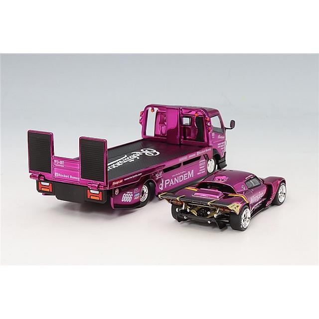 POP RACE x XCARTOYS 1/64 パンデム ロータス エリーゼ & 三菱 FUSO