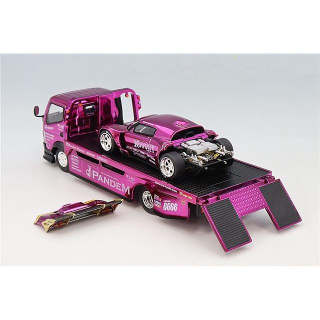 POP RACE x XCARTOYS 1/64 パンデム ロータス エリーゼ & 三菱 FUSO