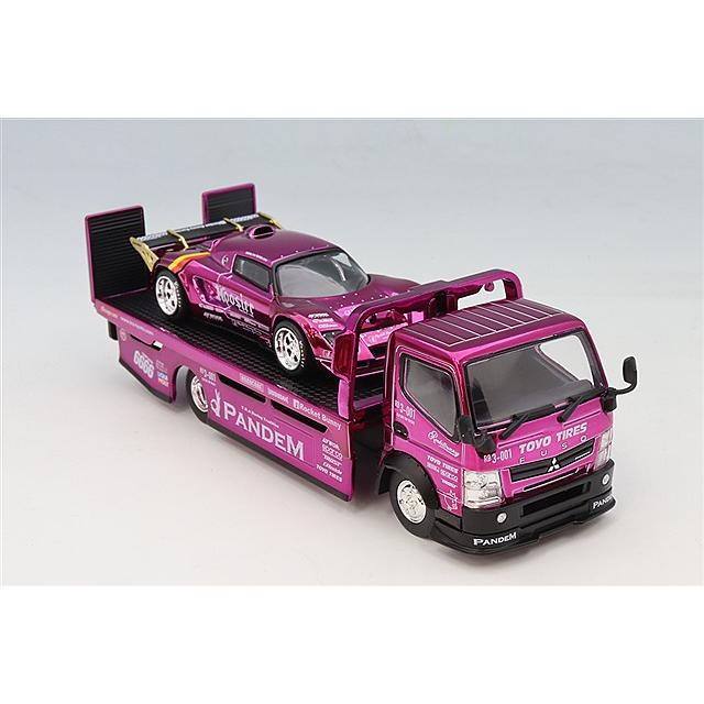 POP RACE x XCARTOYS 1/64 パンデム ロータス エリーゼ & 三菱 FUSO