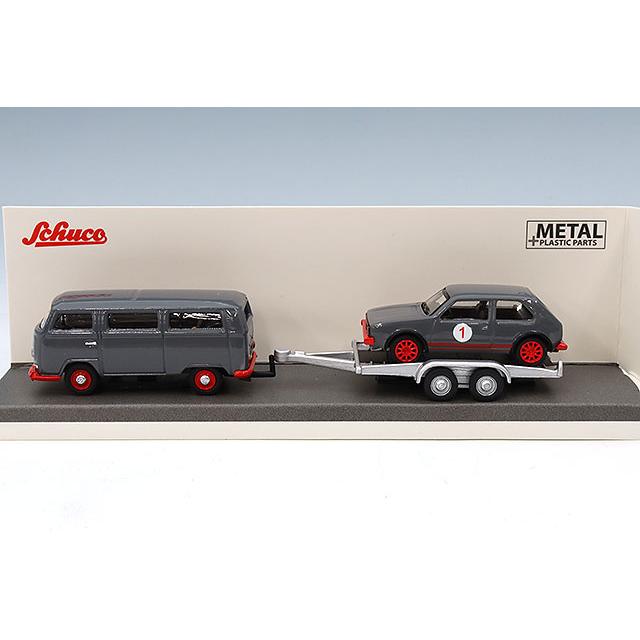 シュコー 1/87 フォルクスワーゲン T2 バス with トレーラー