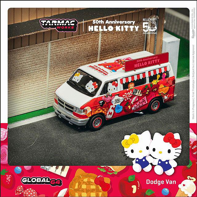 新品未開封品★TARMAC ターマック　ハローキティフードトラックダッジバン Tarmac Works 1/64 Dodge Van Hello Kitty Food Truck