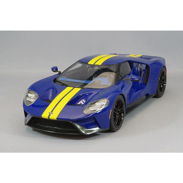 ミニカー/完成品 SALE Top Speed 1/18 フォード GT スノコブルー/イエローストライプ