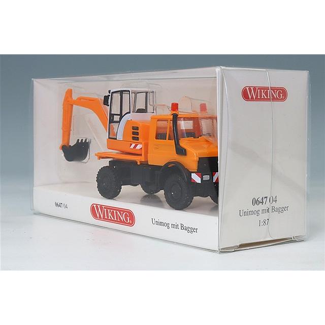 ヴィーキング 1/87 ウニモグ 掘削機付 ミネセパルオレンジ 1975-93
