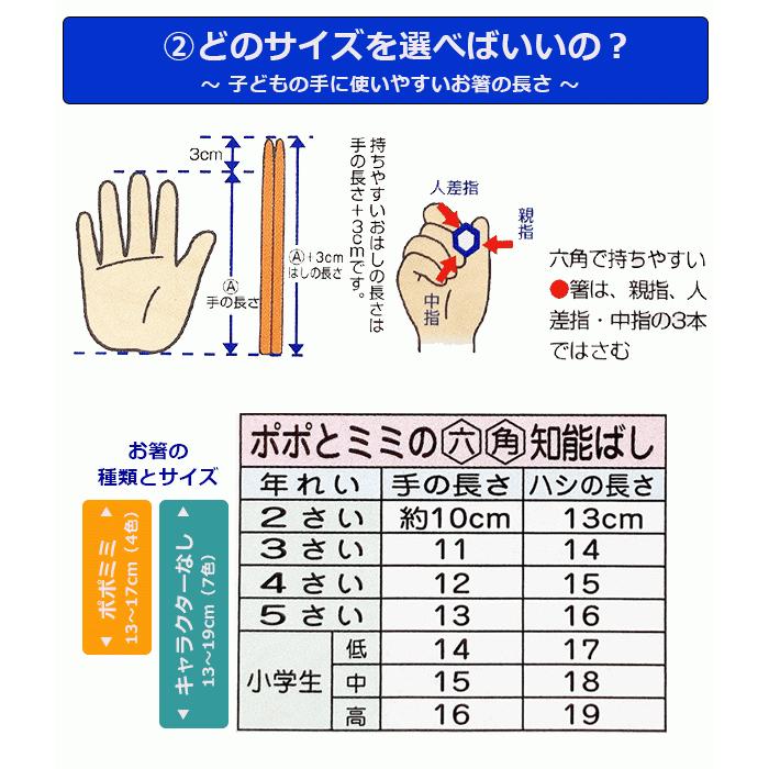 六角知能箸 子供用 箸 日本製 無地（キャラクターなし） すべらない竹箸 箸匠せいわ 日本製箸 13〜19センチ 4色 ネコポス あすつく｜kids-m-yh｜04