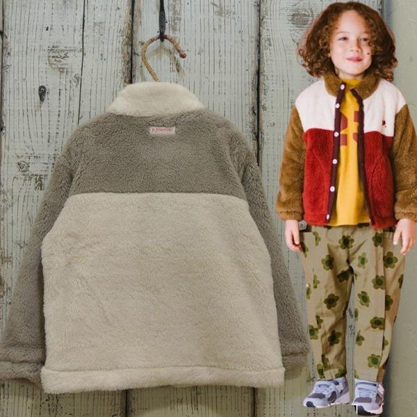 p.premier p.premier プルミエ ファーフリース配色切替ジップアップ