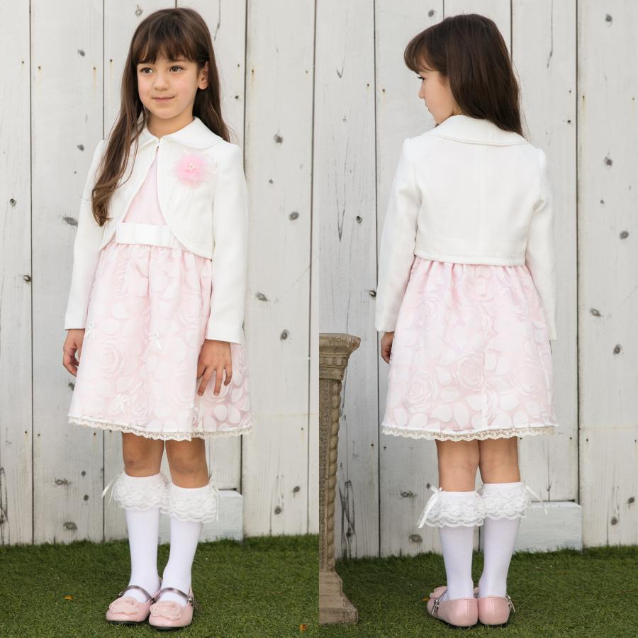 入学式 女の子 ワンピース 110 120 130 3点セット ボレロジャケット  