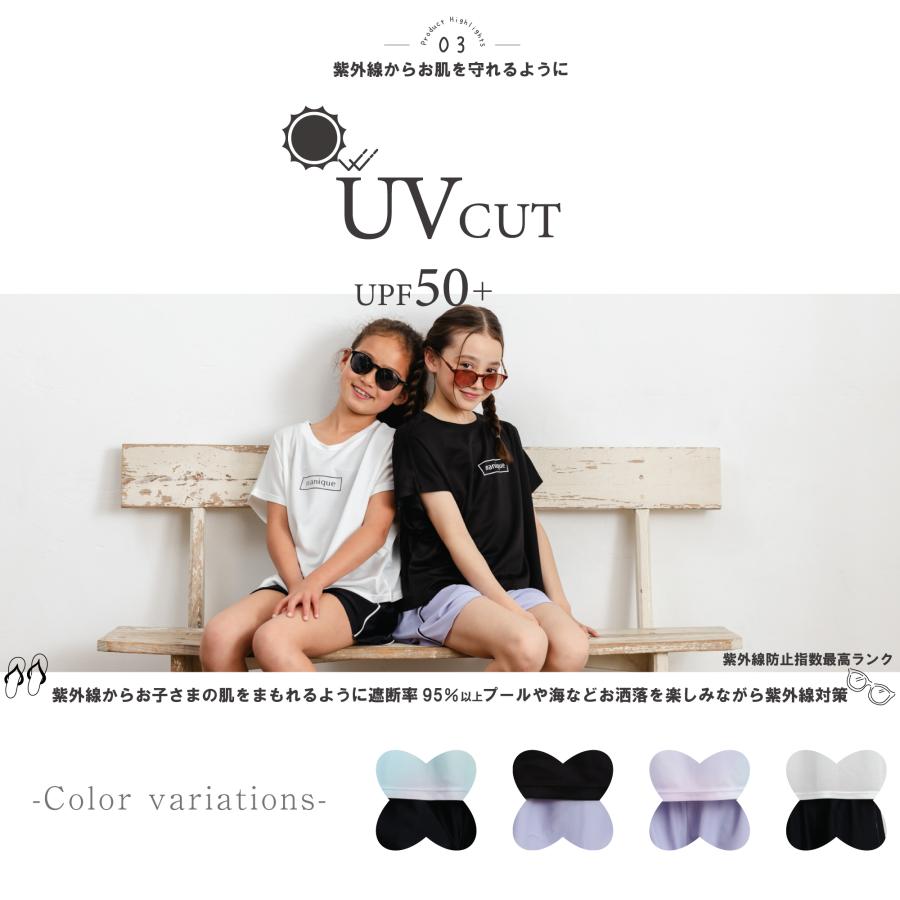 J.J CAMP 水着 キッズ 女の子 3点セット ラッシュガード セパレート UV